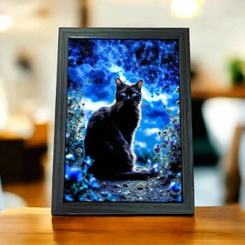Cadre avec un chat déssiné sur tablette graphique