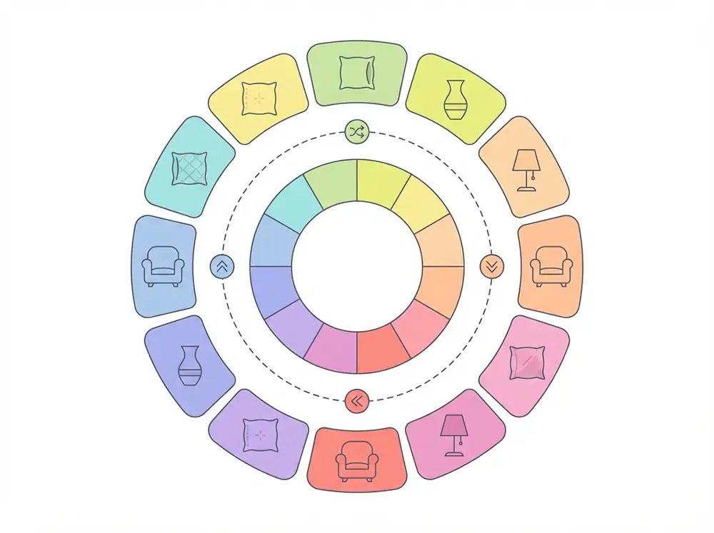 cercle chromatique decoration interieure Illustration du cercle chromatique avec des paires de couleurs complémentaires pour la déco