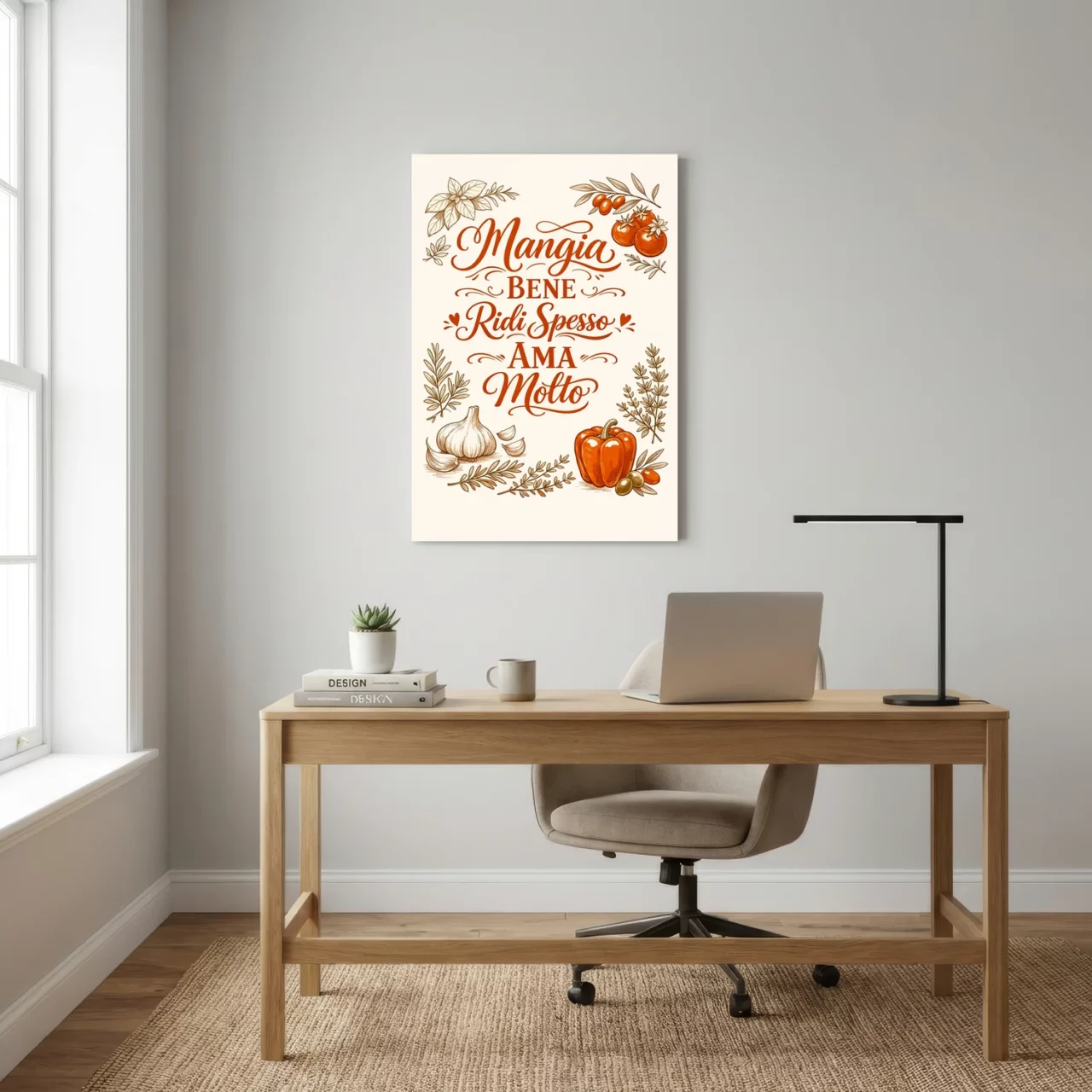 Toile Mangia Bene Ridi Spesso Ama Molto - Sagesse Italienne et Art de Vivre - mise en scène 2