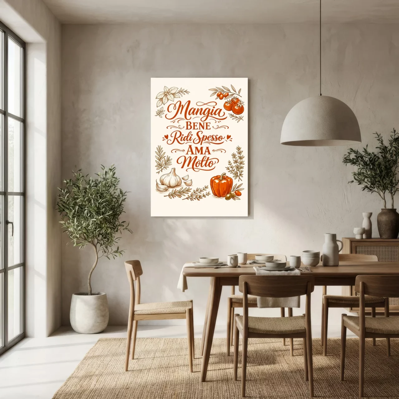 Toile Mangia Bene Ridi Spesso Ama Molto - Sagesse Italienne et Art de Vivre - mise en scène 6